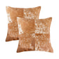 Set of Two 18" Brown and White Cowhide Cowhide Throw Pillows