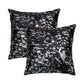 Set of Two 18" Black and Silver Abstract Cowhide Throw Pillows with Glitter