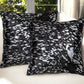 Set of Two 18" Black and Silver Abstract Cowhide Throw Pillows with Glitter
