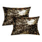 Set of Two 12" X 20" Chocolate and Gold Abstract Cowhide Lumbar Throw Pillows with Glitter
