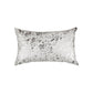 Set of Two 12" X 20" Gray and Silver Abstract Cowhide Lumbar Throw Pillows with Glitter