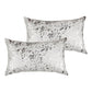 Set of Two 12" X 20" Gray and Silver Abstract Cowhide Lumbar Throw Pillows with Glitter