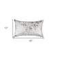 Set of Two 12" X 20" Gray and Silver Abstract Cowhide Lumbar Throw Pillows with Glitter