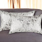 Set of Two 12" X 20" Gray and Silver Abstract Cowhide Lumbar Throw Pillows with Glitter