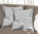 Set of Two 18" Gray and Silver Abstract Cowhide Throw Pillows with Glitter