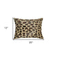 Set of Two 12" X 20" Brown and Black Leopard Cowhide Lumbar Throw Pillows