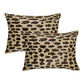 Set of Two 12" X 20" Brown and Black Leopard Cowhide Lumbar Throw Pillows