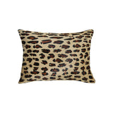 Set of Two 12" X 20" Brown and Black Leopard Cowhide Lumbar Throw Pillows