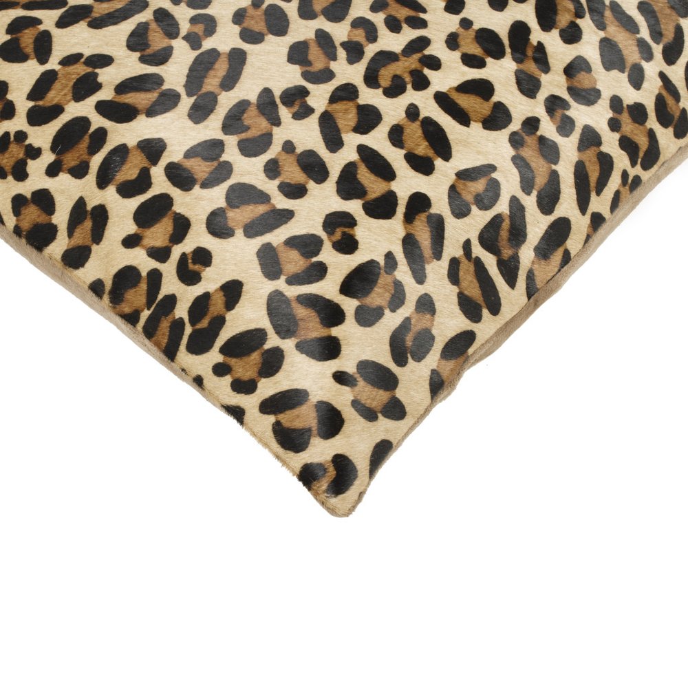 Set of Two 18" Brown and Black Leopard Cowhide Throw Pillows