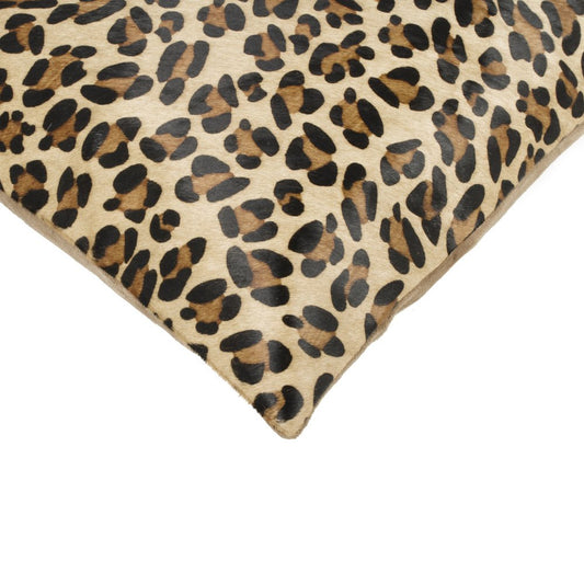 Set of Two 18" Brown and Black Leopard Cowhide Throw Pillows