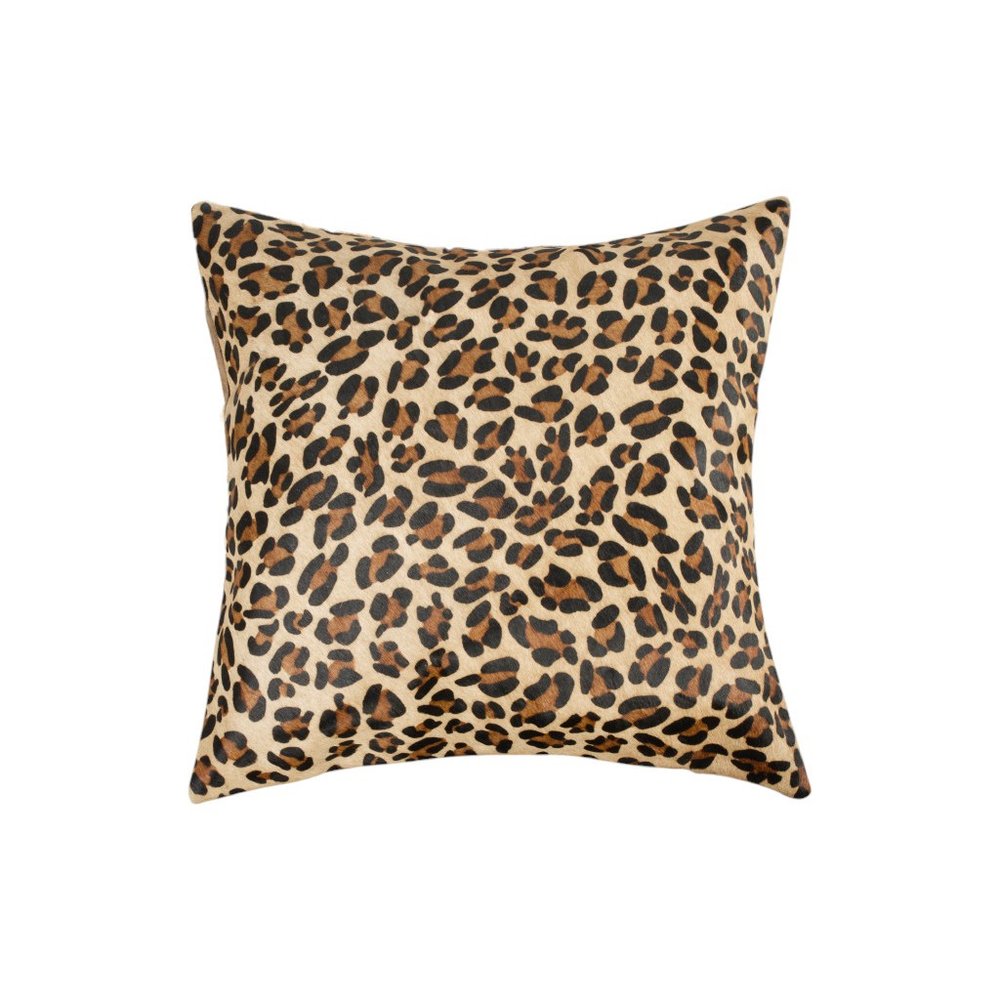 Set of Two 18" Brown and Black Leopard Cowhide Throw Pillows