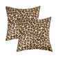 Set of Two 18" Brown and Black Leopard Cowhide Throw Pillows
