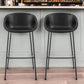 Set of Two 30" Black Faux Leather and Steel Low Back Bar Height Bar Chairs
