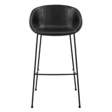 Set of Two 30" Black Faux Leather and Steel Low Back Bar Height Bar Chairs
