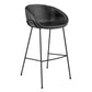 Set of Two 30" Black Faux Leather and Steel Low Back Bar Height Bar Chairs