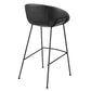 Set of Two 30" Black Faux Leather and Steel Low Back Bar Height Bar Chairs
