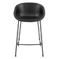 Set of Two 26" Black Faux Leather and Steel Low Back Counter Height Bar Chairs