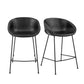 Set of Two 26" Black Faux Leather and Steel Low Back Counter Height Bar Chairs