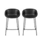 Set of Two 26" Black Faux Leather and Steel Low Back Counter Height Bar Chairs