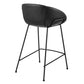 Set of Two 26" Black Faux Leather and Steel Low Back Counter Height Bar Chairs