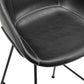 Set of Two 26" Black Faux Leather and Steel Low Back Counter Height Bar Chairs