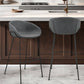 Set of Two 30" Gray and Black Fabric and Steel Low Back Bar Height Bar Chairs