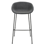 Set of Two 30" Gray and Black Fabric and Steel Low Back Bar Height Bar Chairs