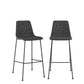 Set of Two 30" Black Fabric and Steel Low Back Bar Height Bar Chairs