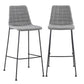 Set of Two 30" Light Gray and Black Fabric and Steel Low Back Bar Height Bar Chairs