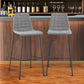 Set of Two 30" Light Gray and Black Fabric and Steel Low Back Bar Height Bar Chairs