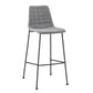 Set of Two 30" Light Gray and Black Fabric and Steel Low Back Bar Height Bar Chairs