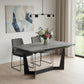 94" Gray And Black Ceramic And Steel Trestle Base Dining Table