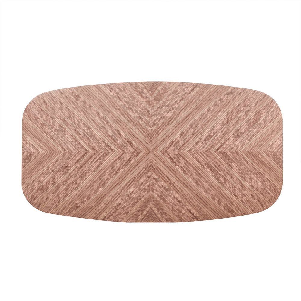 79" Brown and Black Wood And Steel Double Pedestal Base Dining Table