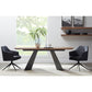 79" Brown and Black Wood And Steel Double Pedestal Base Dining Table