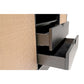 59" Black And Natural Wood Two Drawer Sideboard with Two Sliding Doors