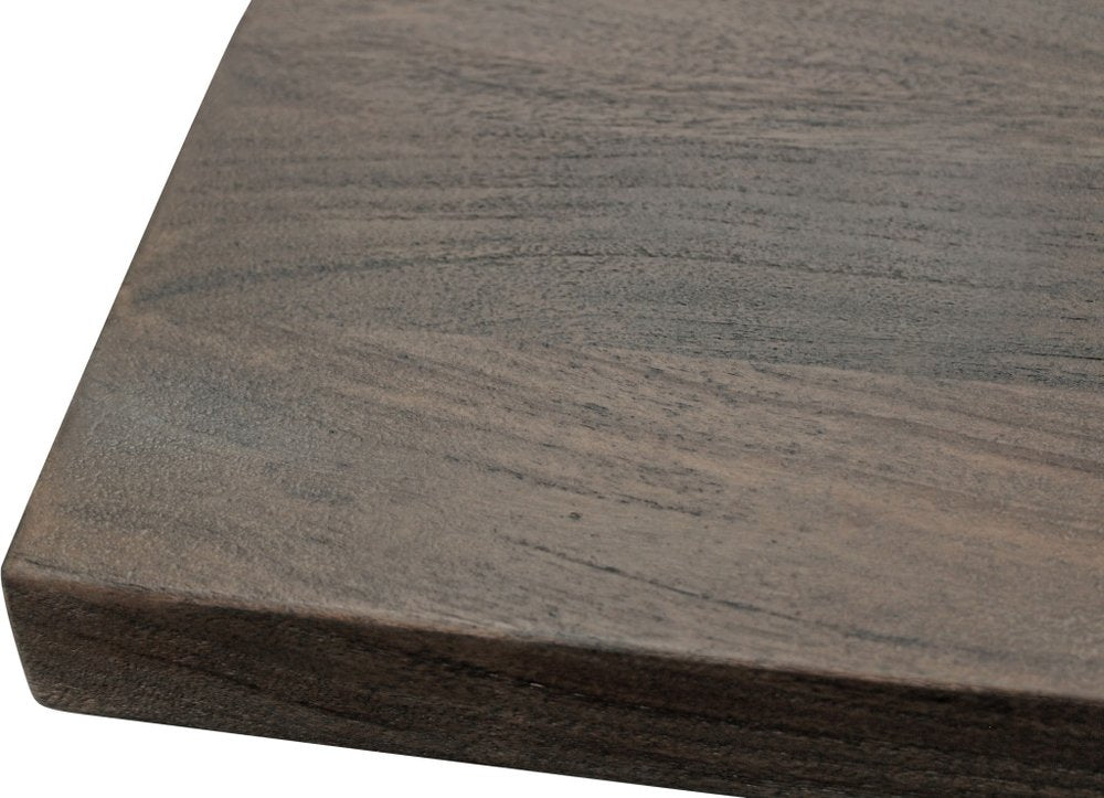 72" Dark Brown and Black Solid Wood And Iron Frame Base Square Dining Table