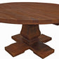 58" Brown Solid Wood Pedestal Base Round Top Dining Table