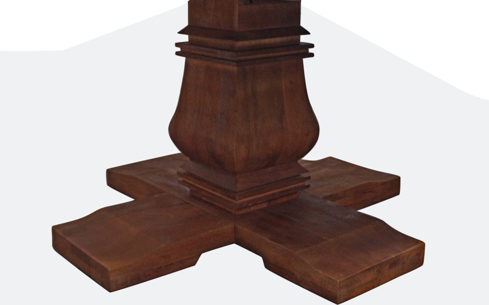 58" Brown Solid Wood Pedestal Base Round Top Dining Table