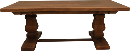 81" Brown Solid Wood Trestle Base Dining Table