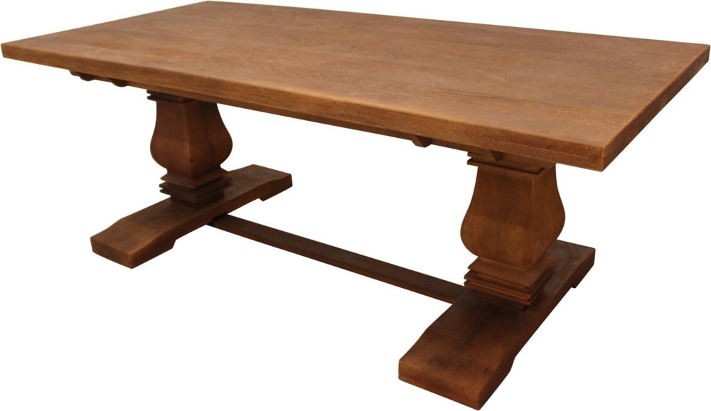 81" Brown Solid Wood Trestle Base Dining Table