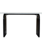 72" White and Black Marble And Solid Wood Sled Base Oval Dining Table