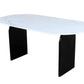 72" White and Black Marble And Solid Wood Sled Base Oval Dining Table