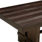 84" Dark Brown Wood Self-Storing Leaf Trestle Base Extension Dining Table