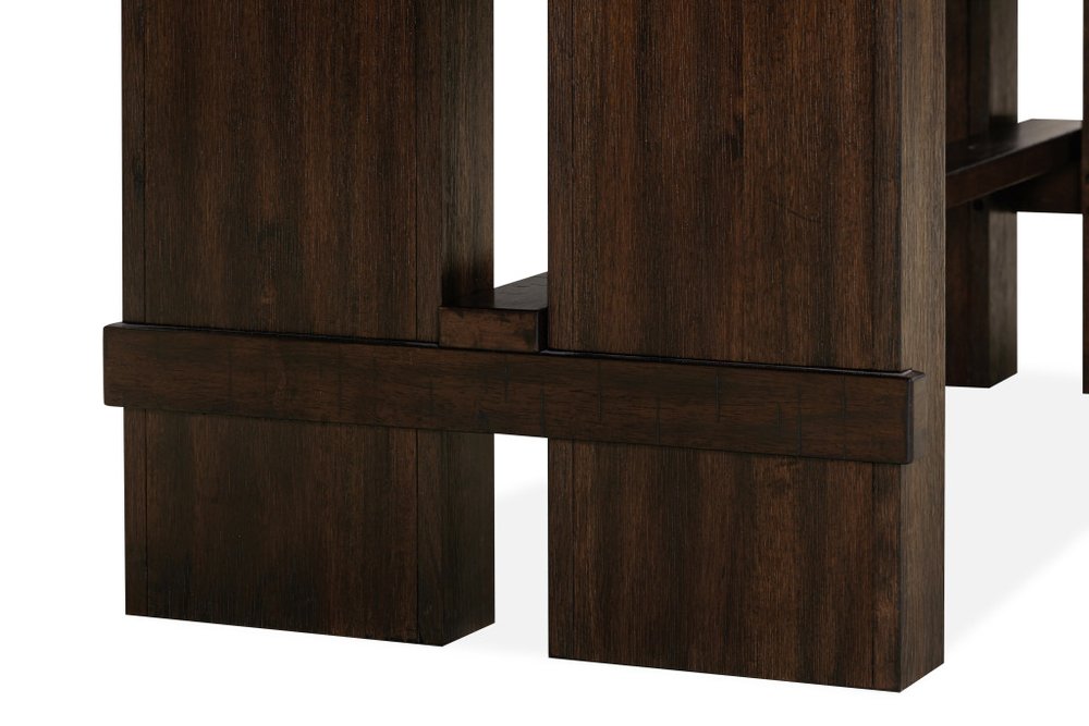 84" Dark Brown Wood Self-Storing Leaf Trestle Base Extension Dining Table