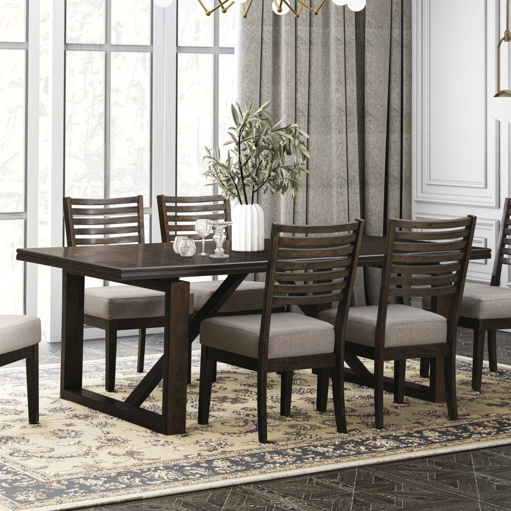 84" Dark Brown Wood Sled Base Dining Table