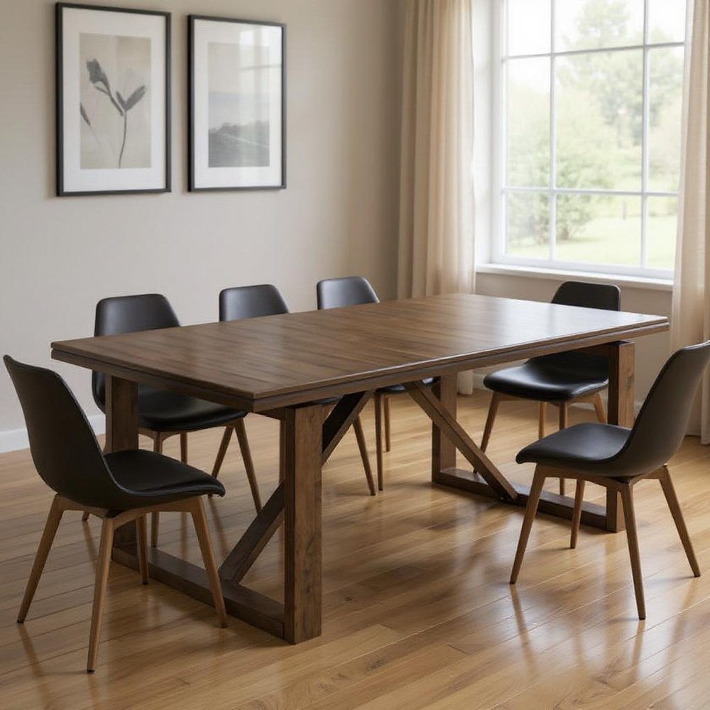 84" Dark Brown Wood Sled Base Dining Table