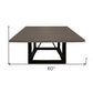 60" Dark Brown and Black Solid Wood and Iron Frame Base Square Dining Table