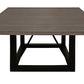 60" Dark Brown and Black Solid Wood and Iron Frame Base Square Dining Table