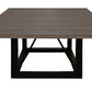60" Dark Brown and Black Solid Wood and Iron Frame Base Square Dining Table