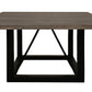 60" Dark Brown and Black Solid Wood and Iron Frame Base Square Dining Table